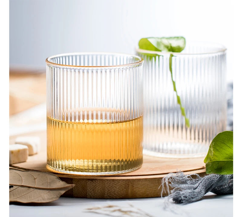 Ensemble 4 verres ondulés style relief verre transparent - vue 7 sur 7