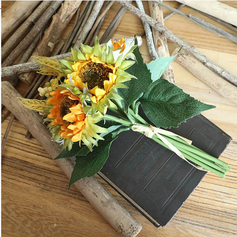 bouquet de tournesols artificiels pour mariage et décoration florale - vue 7 sur 7
