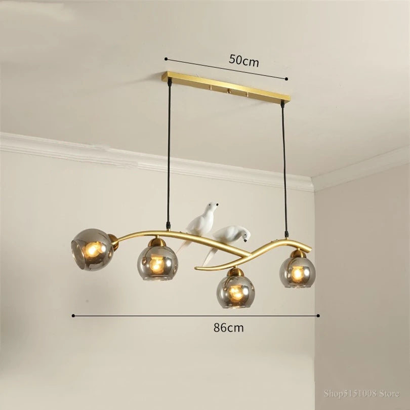 lampe d'oiseau nordique lustre moderne abat-jour en verre led - vue 7 sur 14