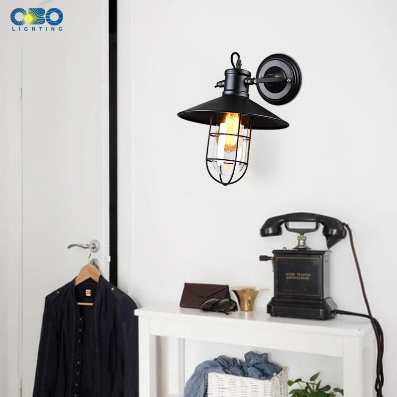 Applique murale Vintage avec Cage en fer - vue 4 sur 9