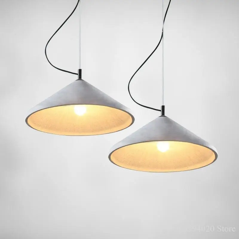 lustre rétro loft design en béton pour restaurant et salon led - vue 3 sur 6