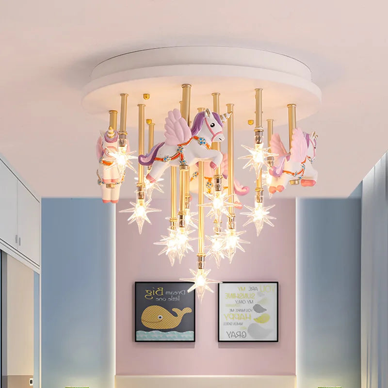 plafonnier led mignon pour enfants avec cheval et grue