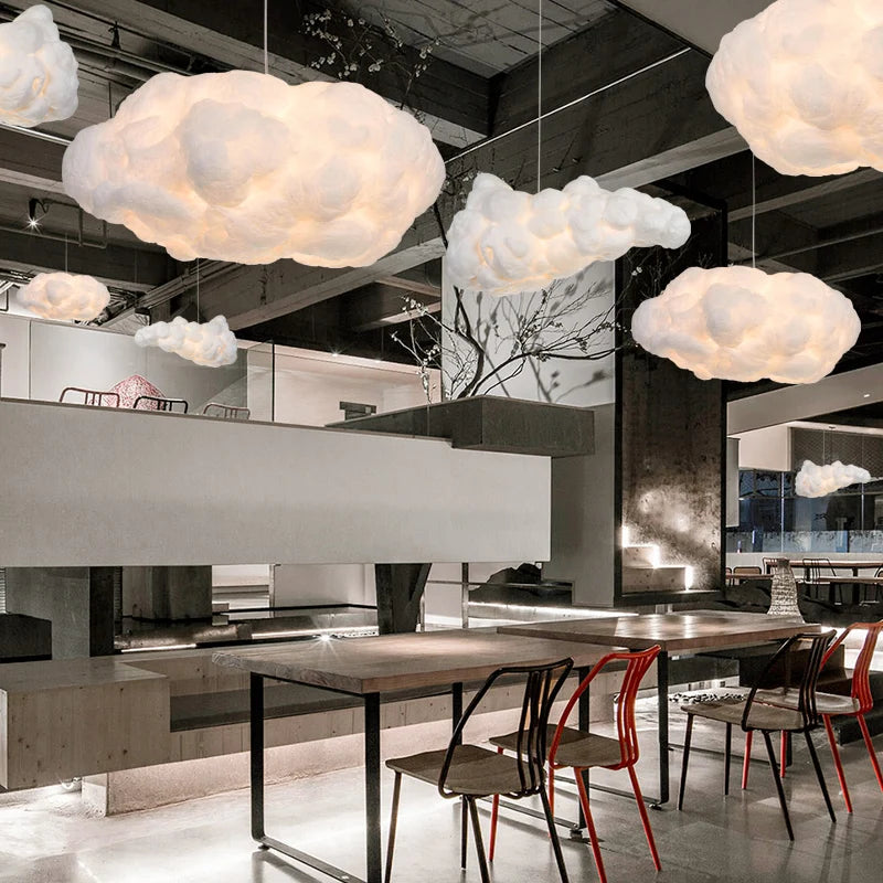 lustre nuages blancs en soie coton led pour enfants