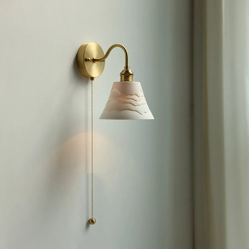 Applique murale moderne verre LED salle de bain miroir lumière tirer chaîne interrupteur chambre éclairage domestique nordique cuivre