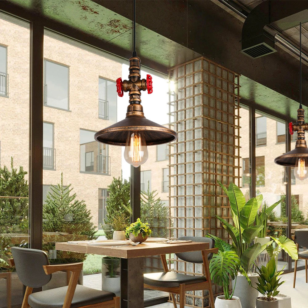 suspension vintage industriel loft tuyau d'eau luminaire bar restaurant - vue 7 sur 10