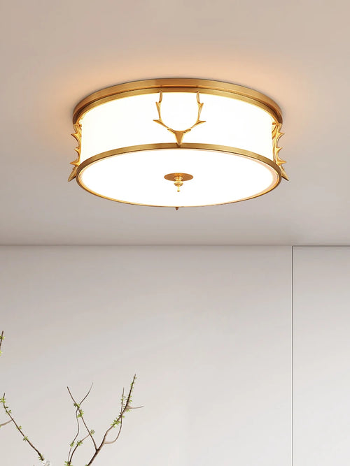 Living room, bedroom lamp, all copper, post-modern light luxury led ceiling lamp, American study, Nordic simple brass lamp - vue 5 sur 5