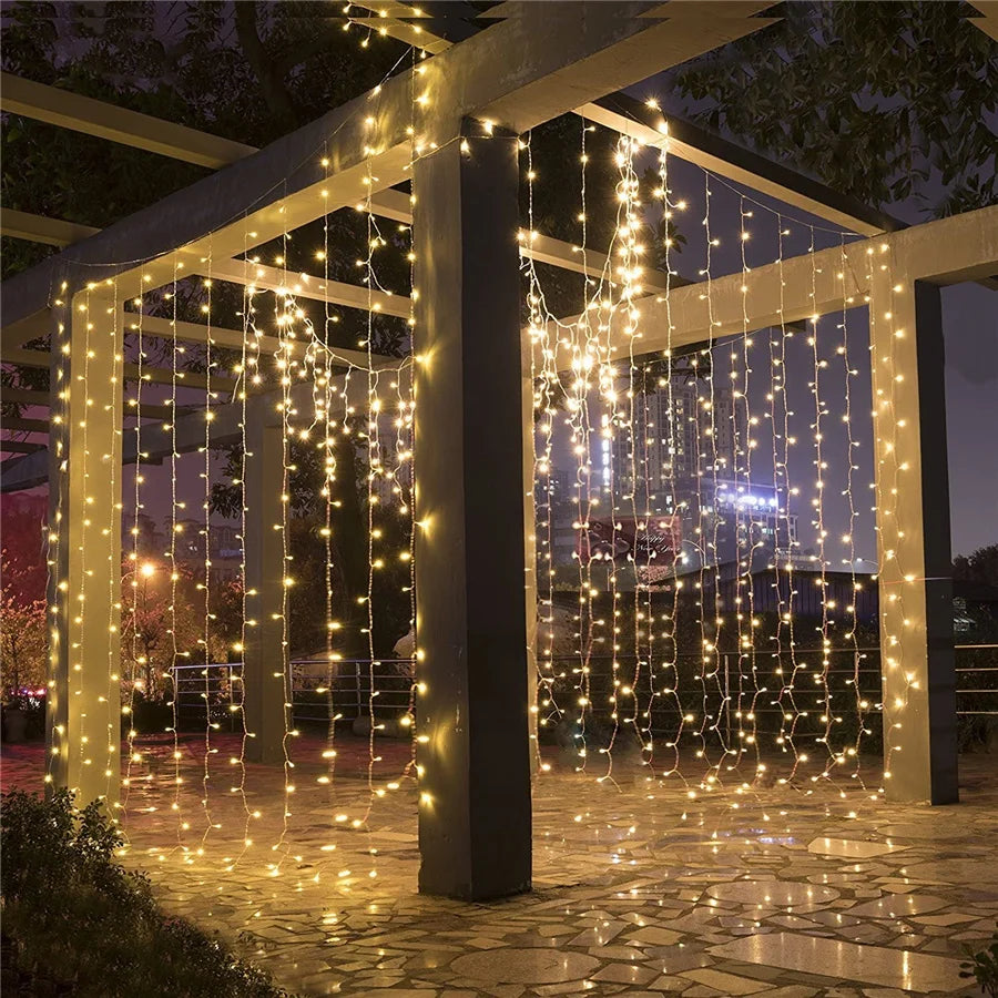 rideau lumineux led glaçons guirlande décorative pour fêtes et mariages - vue 5 sur 8