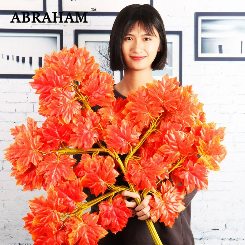 lot de 12 feuilles d'érable artificielles pour décoration d'automne - vue 2 sur 19