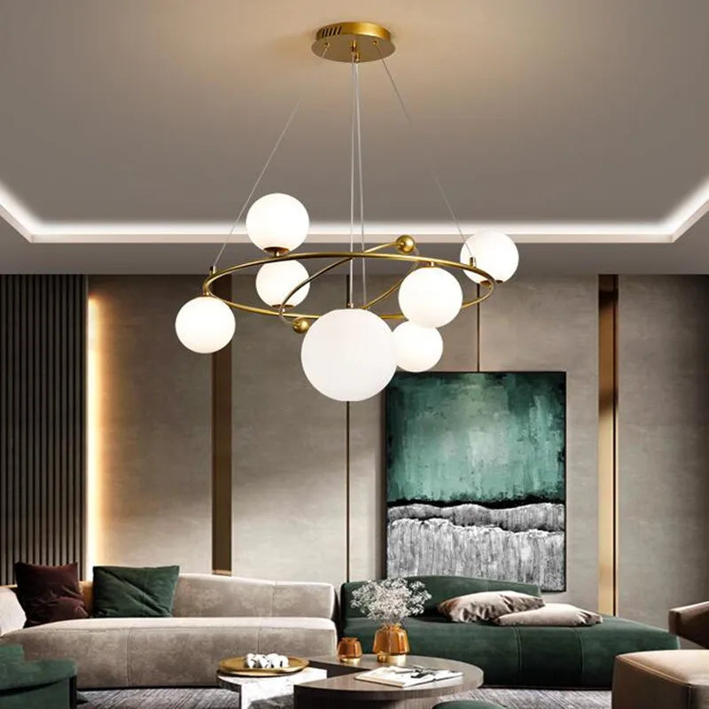 suspension LED nordique lustre en verre décoratif pour intérieur - vue 5 sur 10