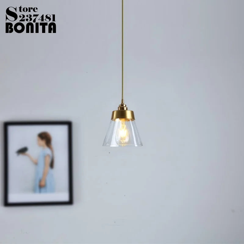 suspension rétro en laiton et verre design élégant et luxueux - vue 5 sur 9