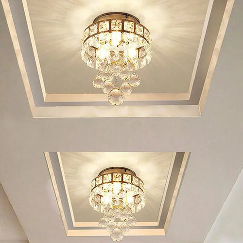 Plafonnier moderne en cristal led suspendu intérieur chrome