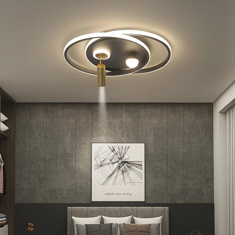 Lustre Led moderne lumières pour salon chambre étude salle éclairage or noir lampes luminaires Dimmable avec lustre de projecteur - vue 5 sur 16