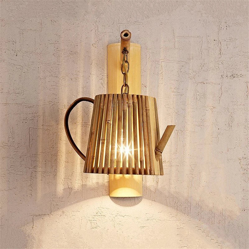 applique murale rétro en bambou tissé style japonais