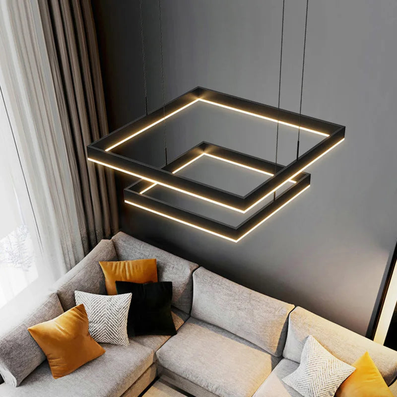 2024Modern Chandelier Square bedroom Chandelier Lighting  Hanging Lamp Home Lighting Samsarah Lighting - vue 5 sur 11