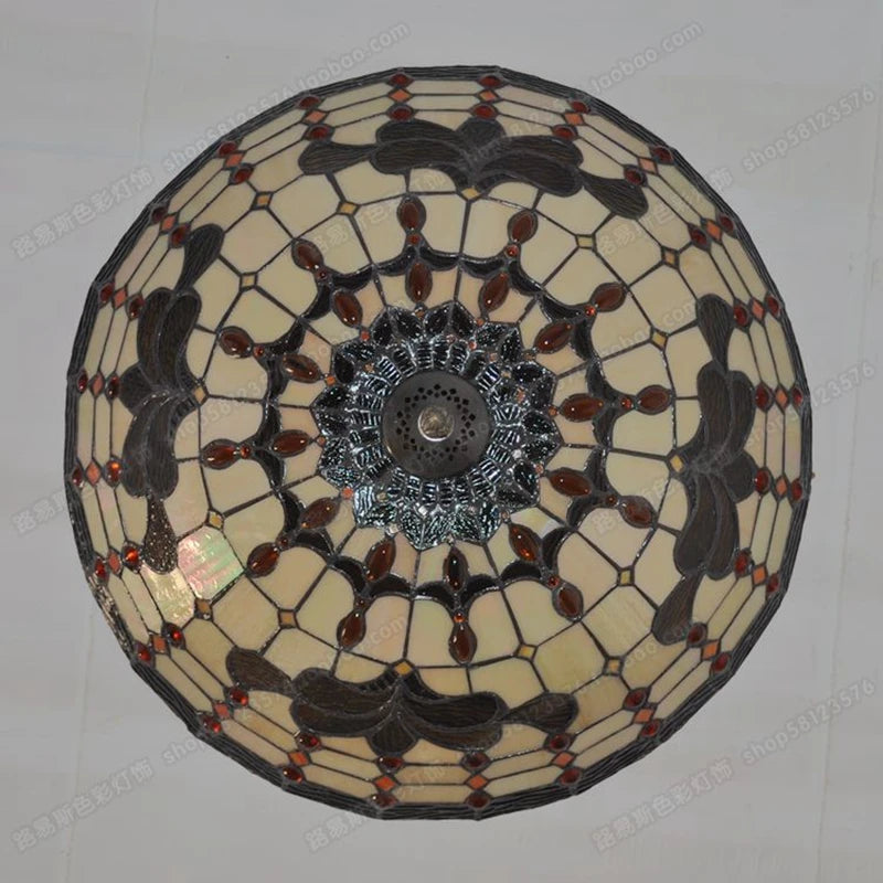 plafonnier européen en verre tiffany style rétro pour art ancien - vue 5 sur 5