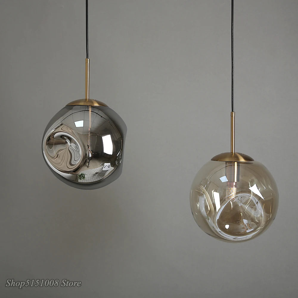 lampe suspendue design nordique boule de verre pour loft bar maison - vue 3 sur 9