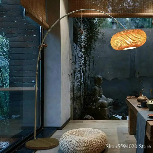 lampadaire zen chinois en bois design japonais à LED