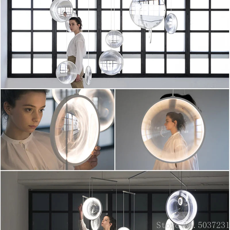 lampe suspendue design nordique moderne en verre circulaire décoratif