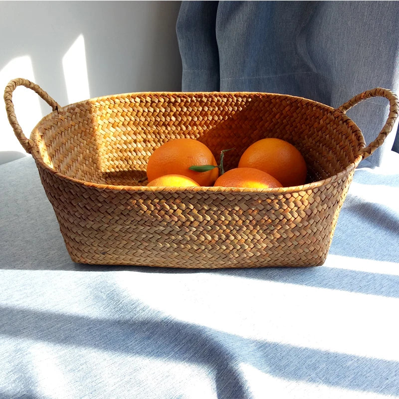 panier en jonc de mer fait main pour rangement décoratif - vue 4 sur 7