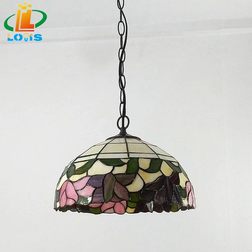 lustre fleur de bégonia style américain lampe tiffany éclairage décoratif - vue 7 sur 6