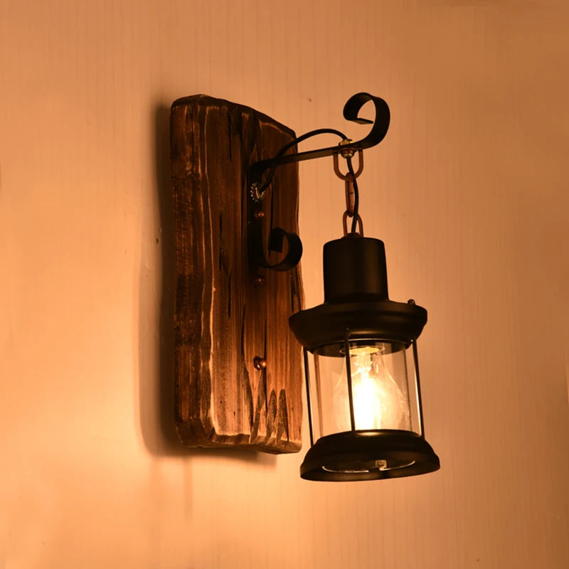 applique murale industrielle en bois pour café et restaurant - vue 5 sur 8