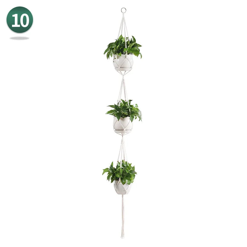 panier suspendu en macramé pour plantes artisanales décoration intérieure - vue 13 sur 18