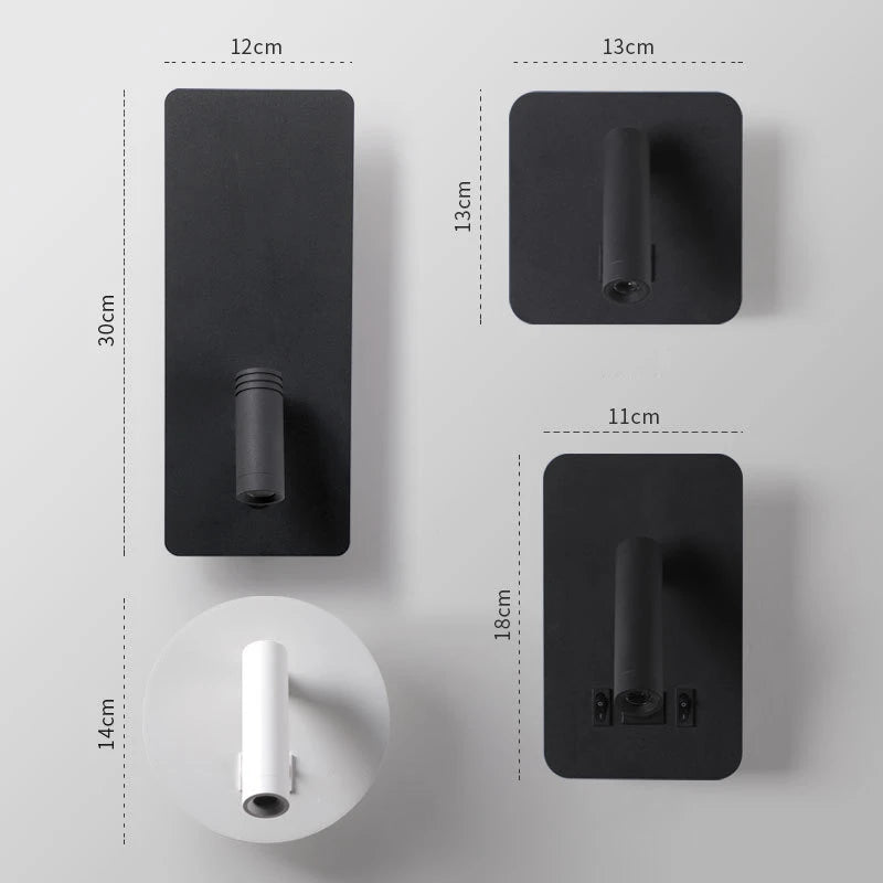 applique murale noir et blanc Led minimaliste lampe de chevet chambre hôtel avec interrupteur de projecteur Applique murale déco pour la maison - vue 6 sur 14