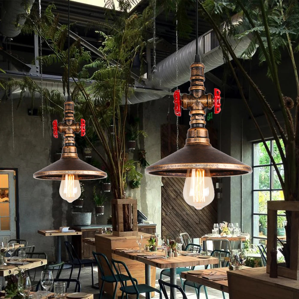 suspension vintage industriel loft tuyau d'eau luminaire bar restaurant - vue 6 sur 10