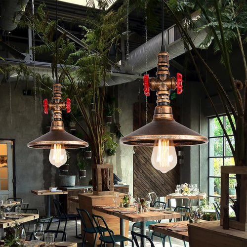 suspension vintage industriel loft tuyau d'eau luminaire bar restaurant