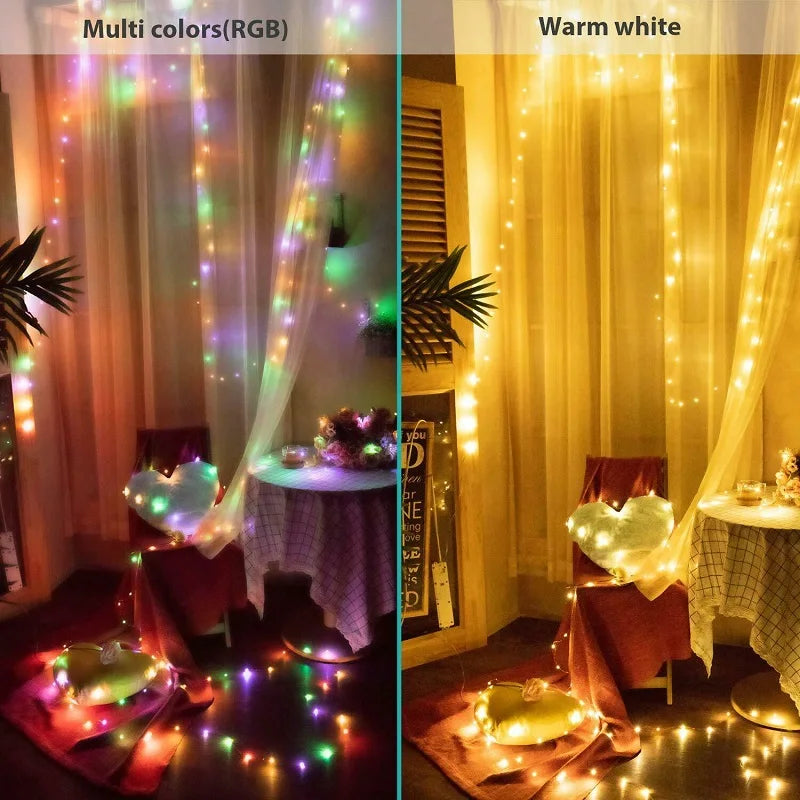 guirlande lumineuse led en cuivre avec télécommande et modes d'éclairage - vue 5 sur 11