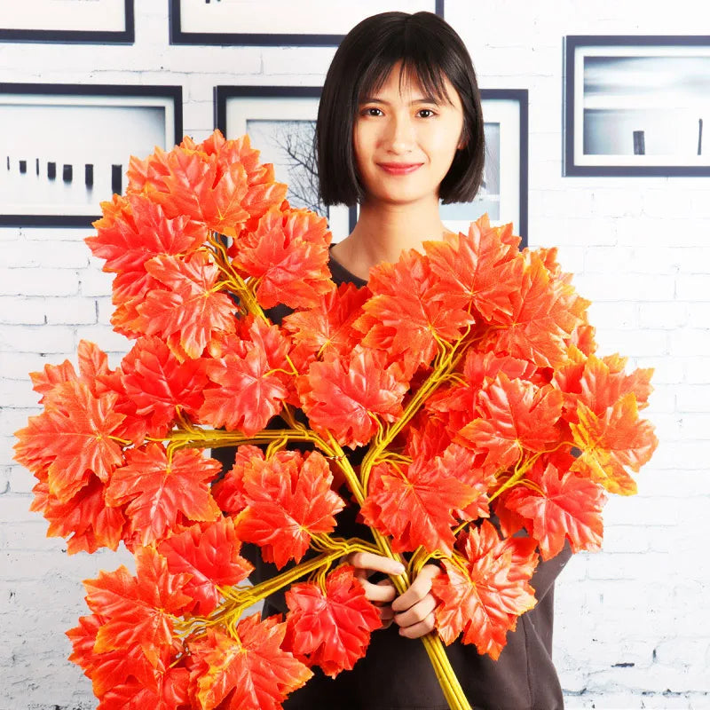 lot de 12 feuilles d'érable artificielles pour décoration d'automne - vue 15 sur 19