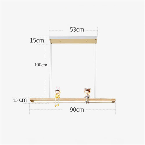 suspension led modernes créatives minimaliste en bois - vue 7 sur 10