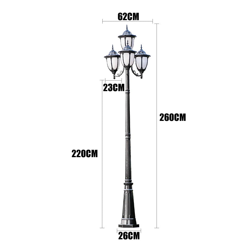 lampe de jardin européenne à quatre têtes étanche pour extérieur - vue 12 sur 12