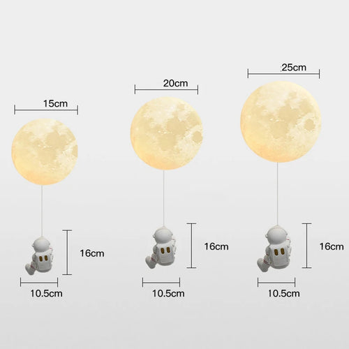 applique murale d'astronaute 3d avec lumières de lune pour enfants