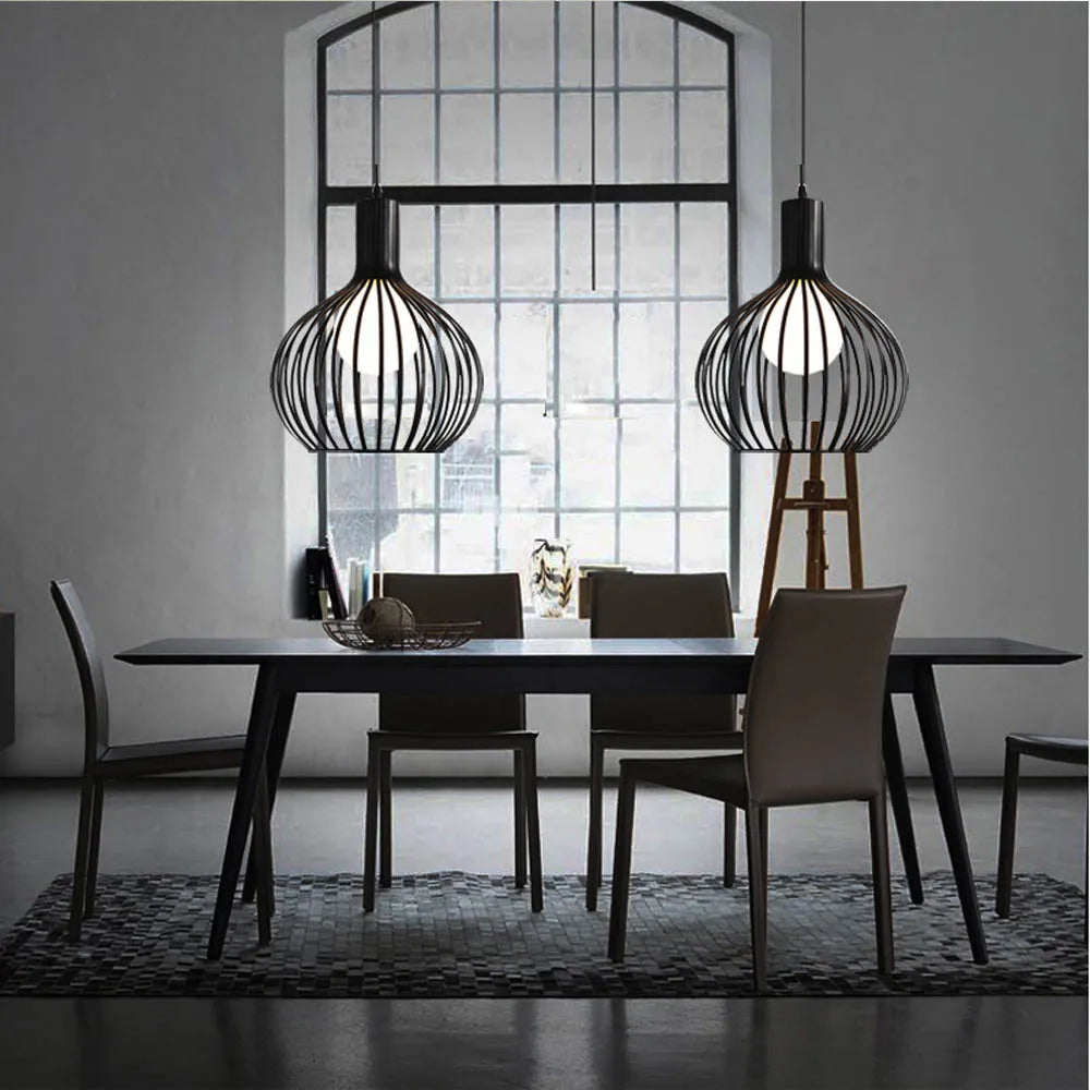 suspension rétro moderne en métal pour intérieur lumineux - vue 3 sur 7