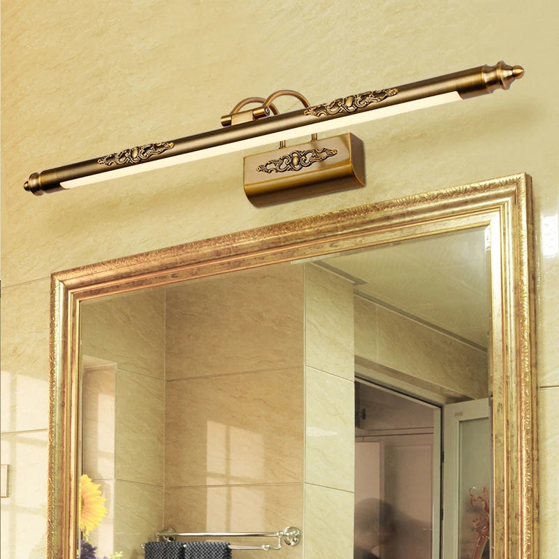 lampe miroir led europe sculptée bronze rétro éclairage photo rockable - vue 3 sur 6