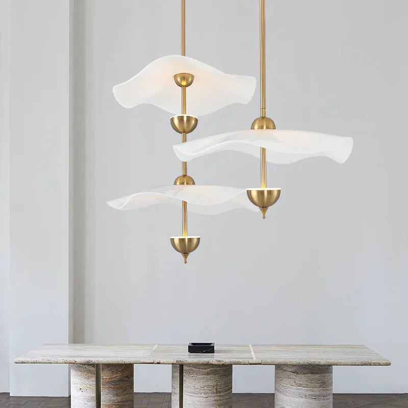 lustre led nordique en métal doré et acrylique décoratif pour intérieur - vue 2 sur 9
