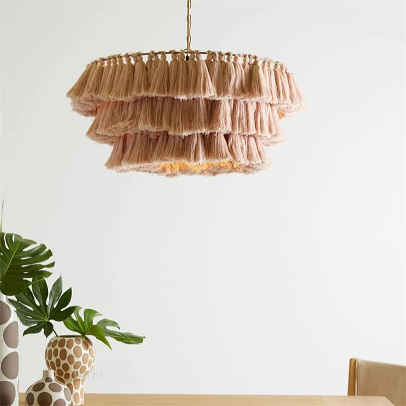 suspension moderne en coton avec pampilles design nordique artistique - vue 10 sur 22