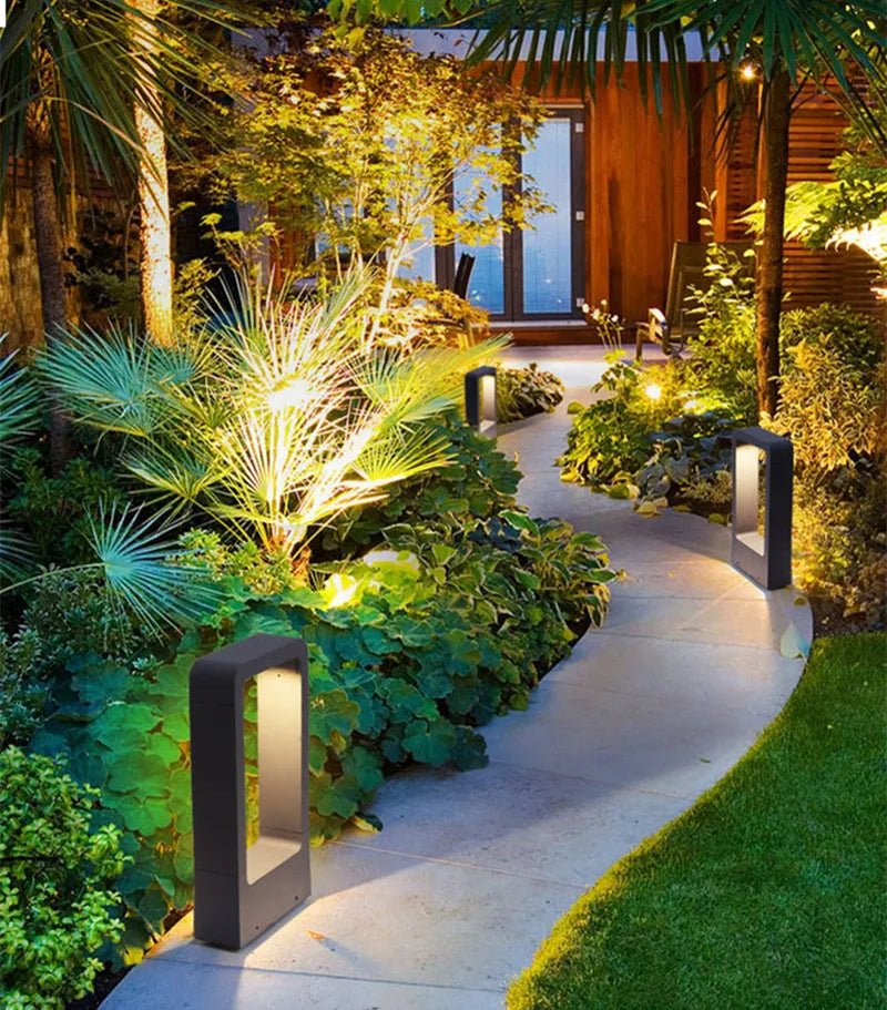 Lampadaire exétieur IP68 étanche 15W LED jardin pelouse en aluminium pilier