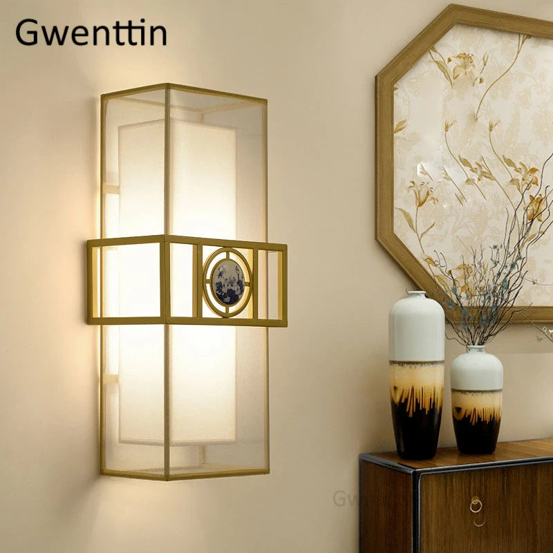 applique murale vintage en tissu de verre style chinois - vue 4 sur 10