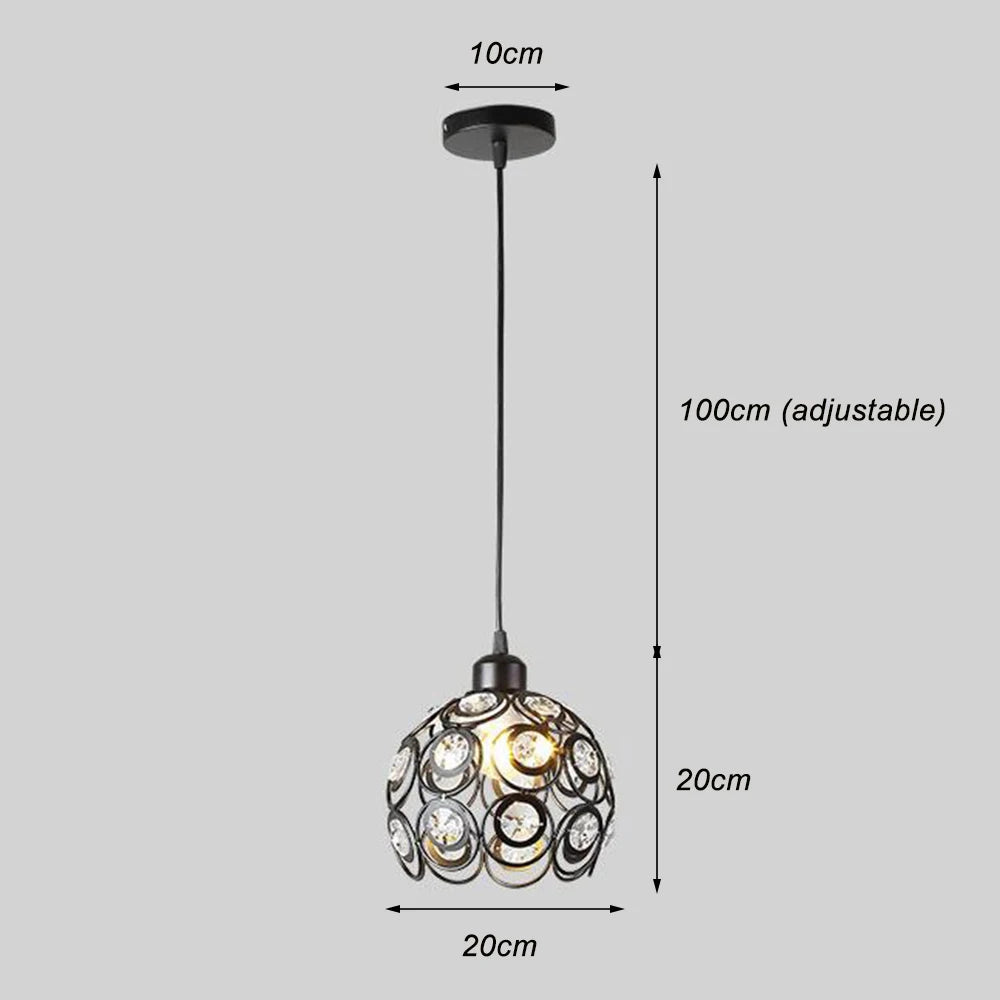 Modern Ceiling Light Chandelier Metal Crystal Shade E27, Pendant Lighting for Living Dining Room Bedroom Cafe Bar Black White - vue 12 sur 12