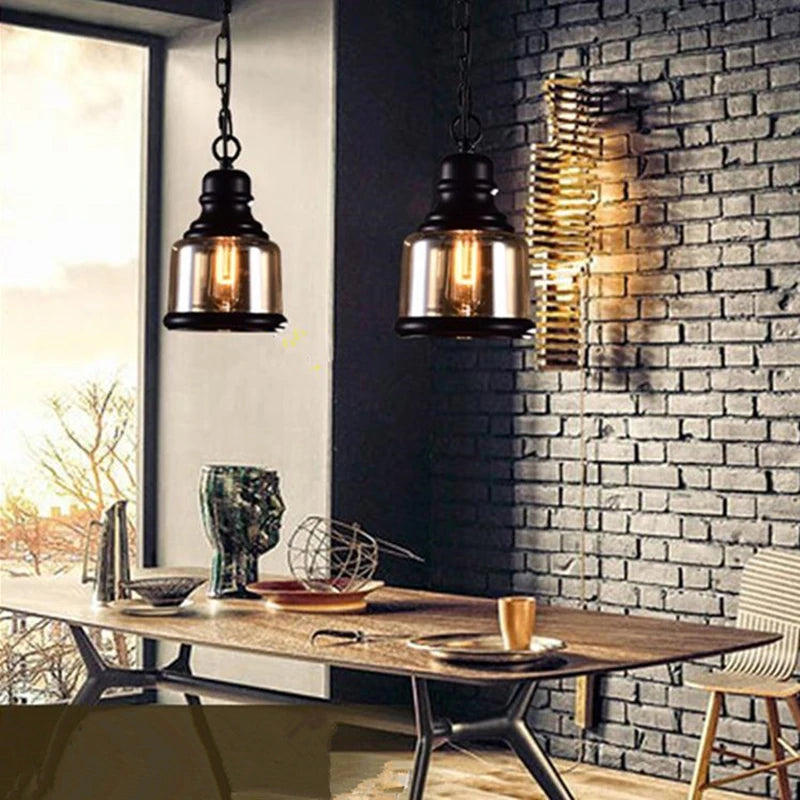 Suspension vintage en verre pour bouteille de vin style industriel - vue 4 sur 9