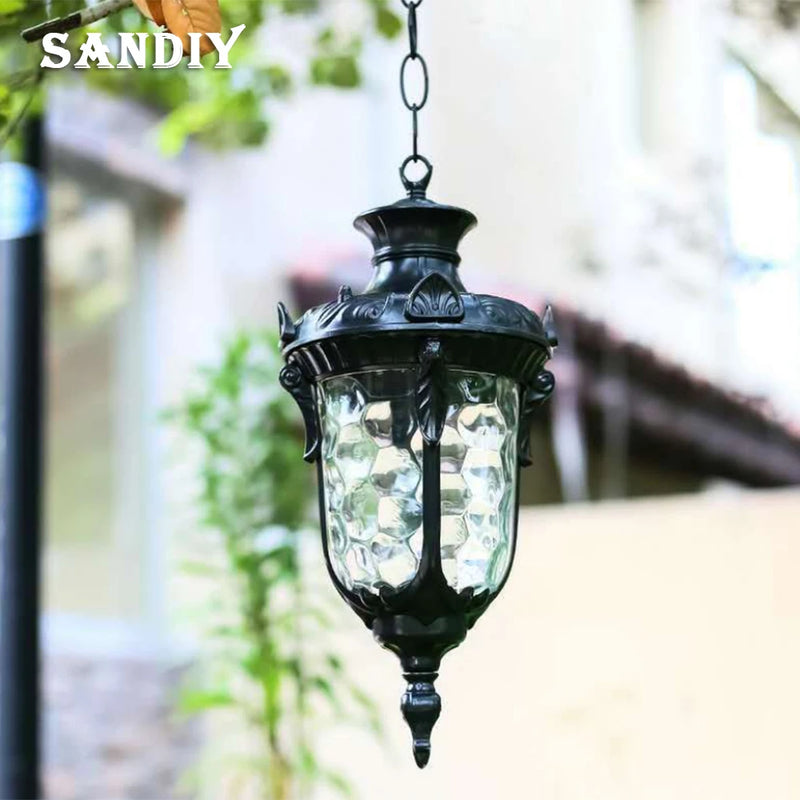 SANDIY Rétro Lustre Vintage Extérieur Plafond Suspension Europe Suspension pour Jardin Porche Balcon Cour Éclairage Public