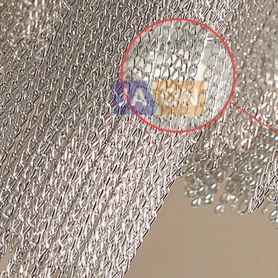 lustre rétro vintage en aluminium avec chaîne dorée et chromée - vue 6 sur 6