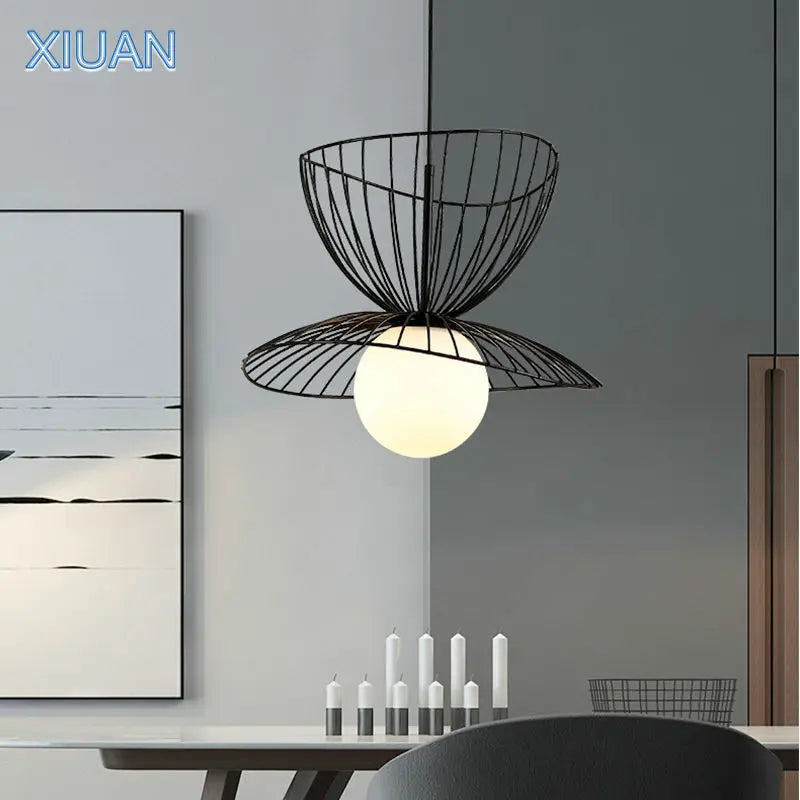 Lampe Suspension LED Métal Or Noir Réglable