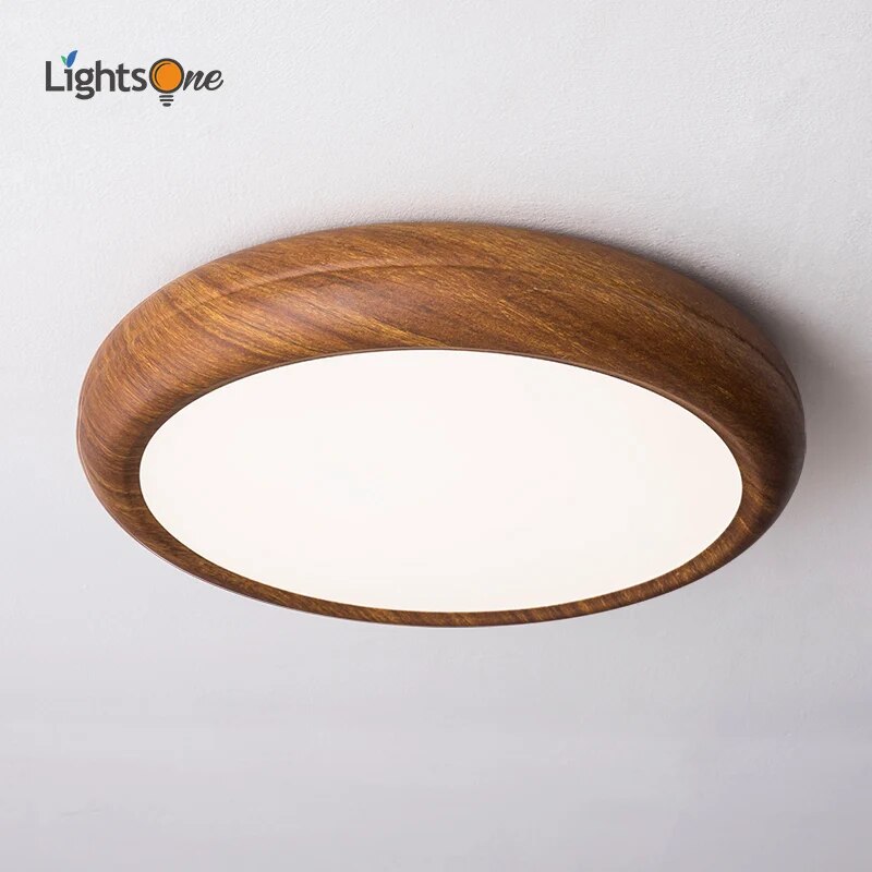 plafonnier fer bois noyer antique moderne - vue 2 sur 6