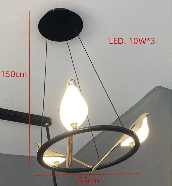 suspension LED oiseau fantaisie plaquée or design moderne ajustable - vue 11 sur 18