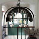 Suspension nordique moderne en fer avec cage à oiseaux