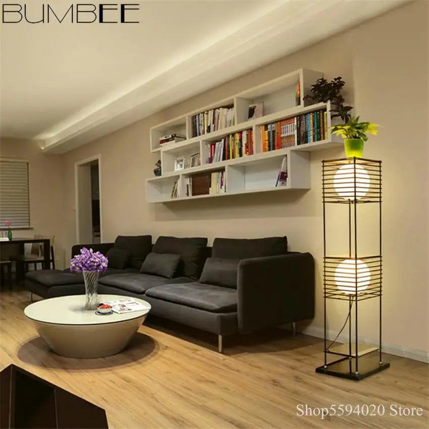 lampadaire led sur pied style chinois décoratif pour la maison - vue 4 sur 10