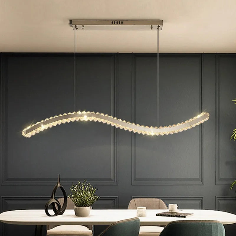 lampe de luxe nordique à bande longue pour restaurant bar